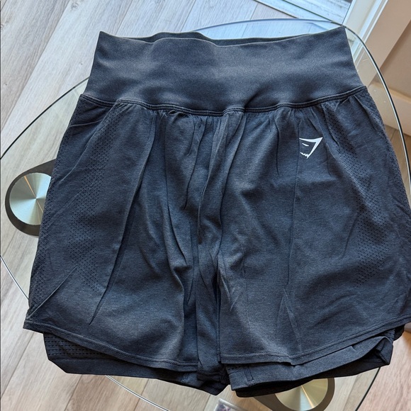 Gymshark Pants - Gymshark Black Women's High-Waist Athletic 2 in 1 shorts-xxl